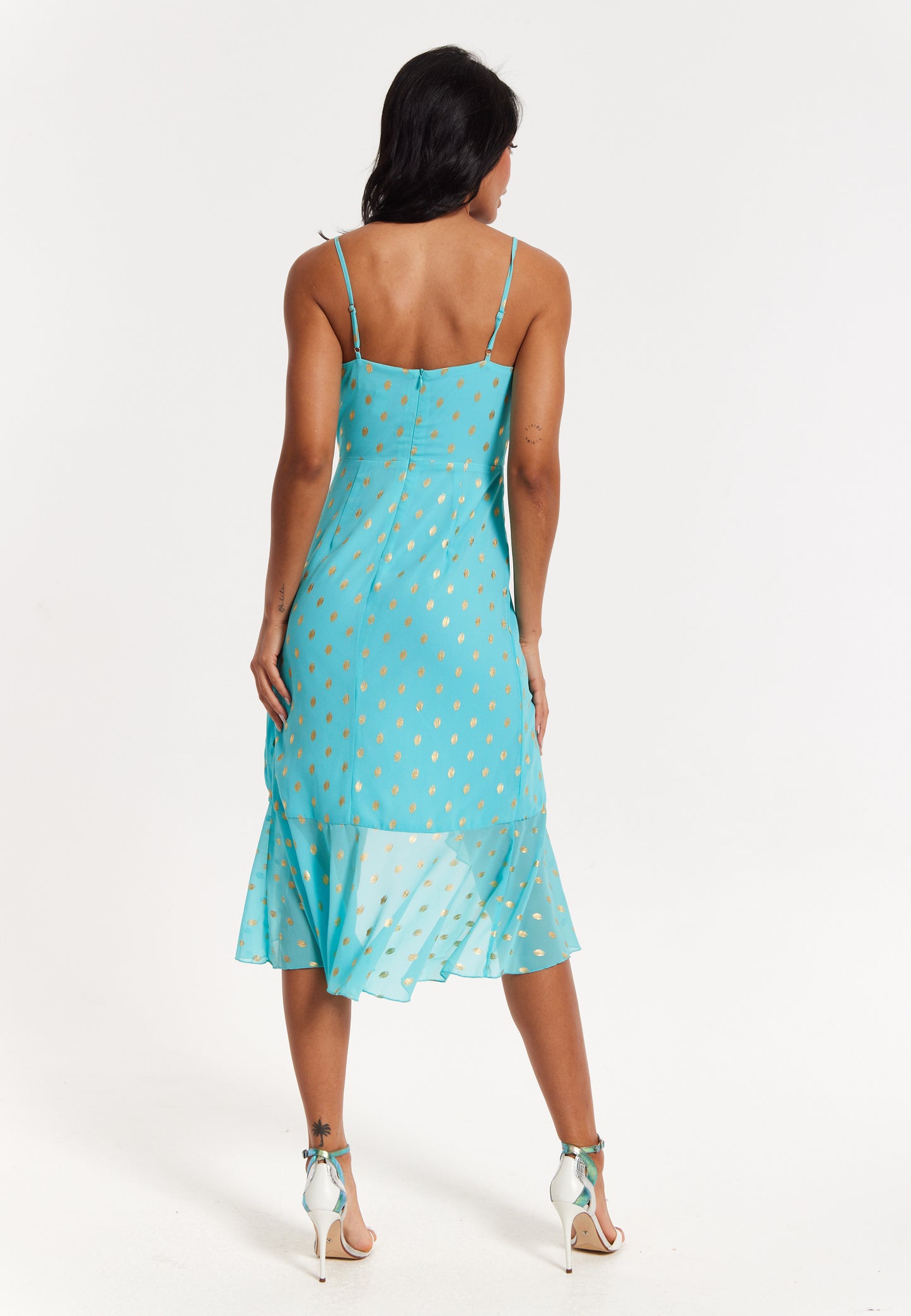 
                  
                    Turquoise Gold Print Wrap Midi Dress
                  
                