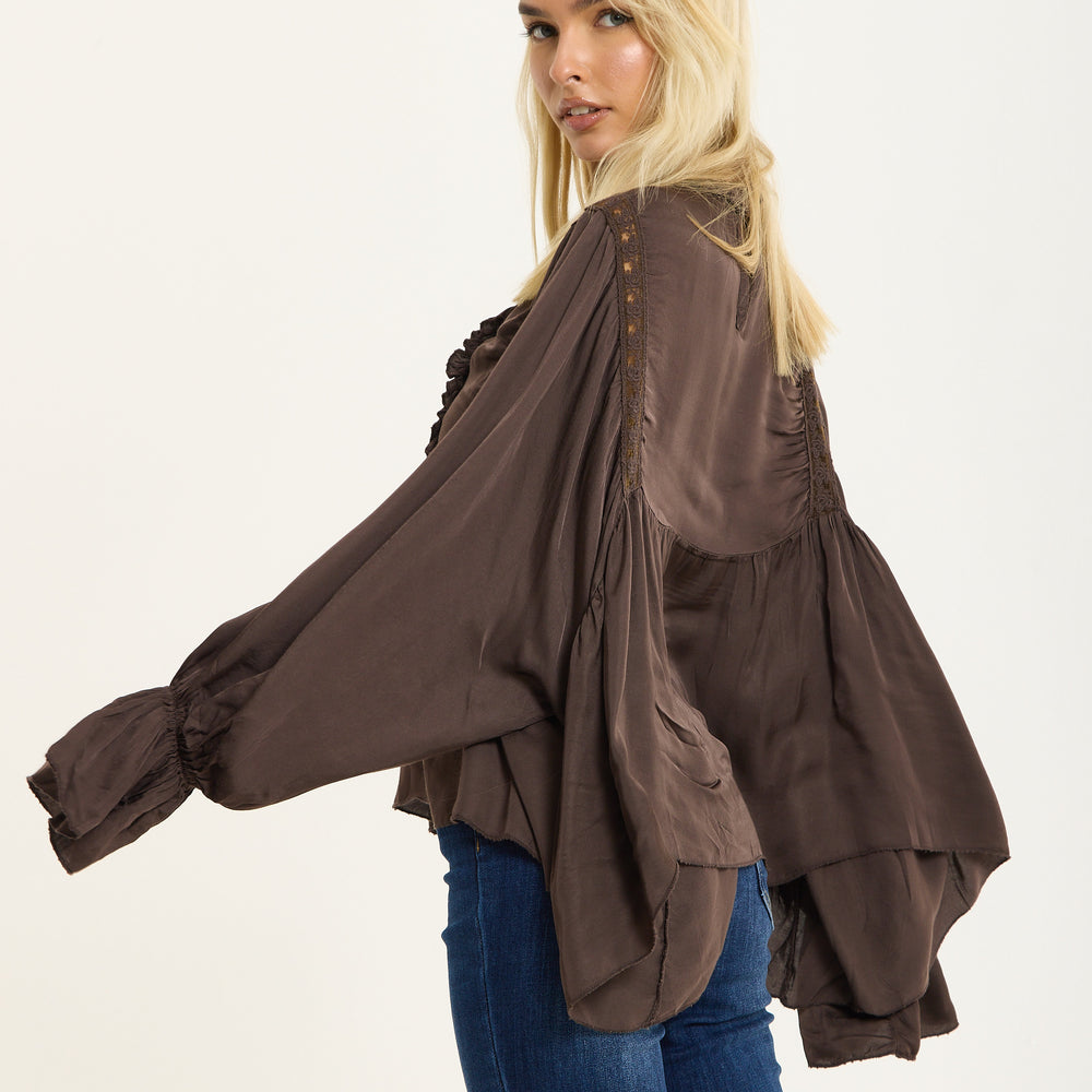 
                  
                    Chocolate Boho Lace Detail Blouse
                  
                