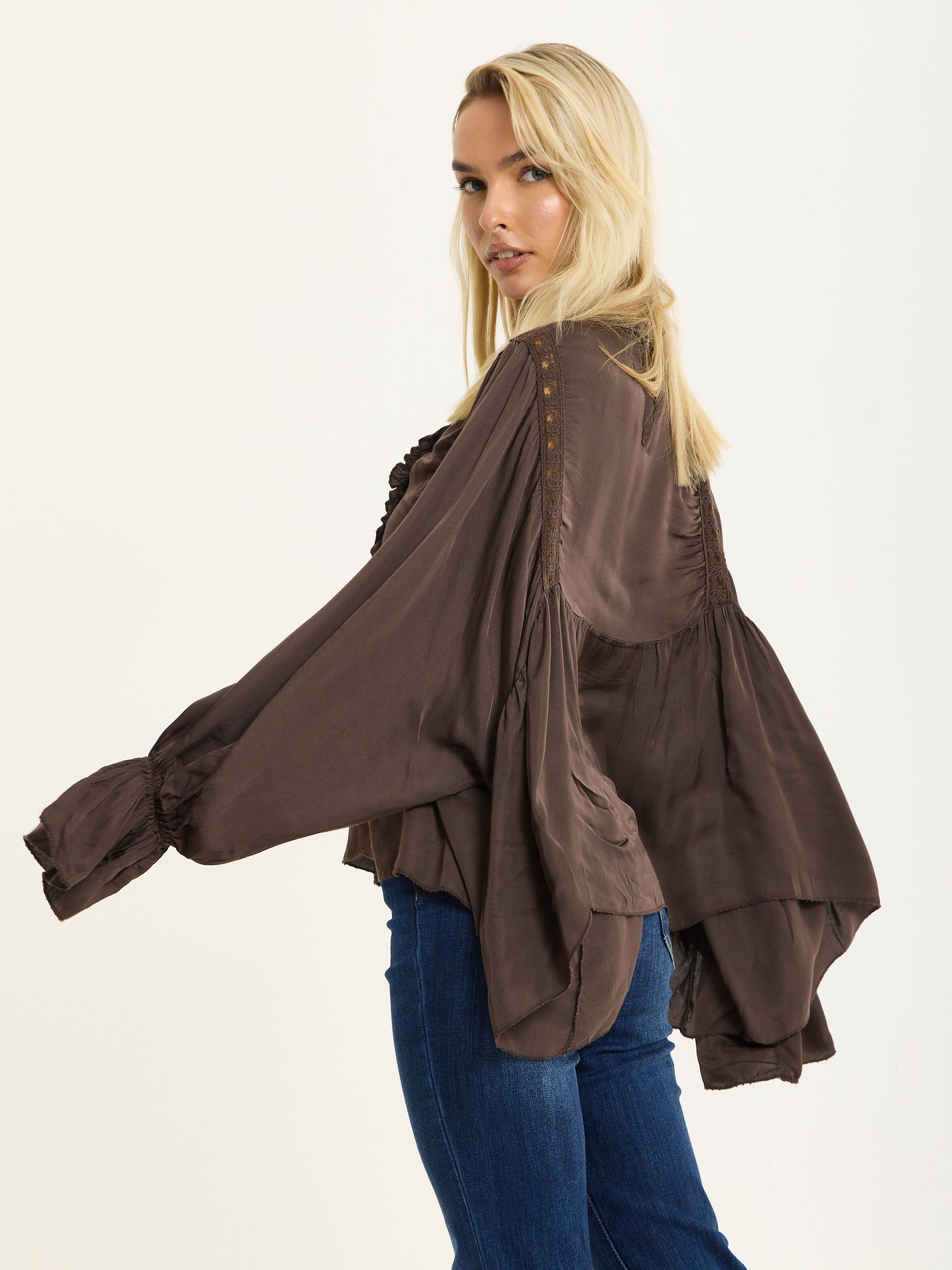 
                  
                    Chocolate Boho Lace Detail Blouse
                  
                