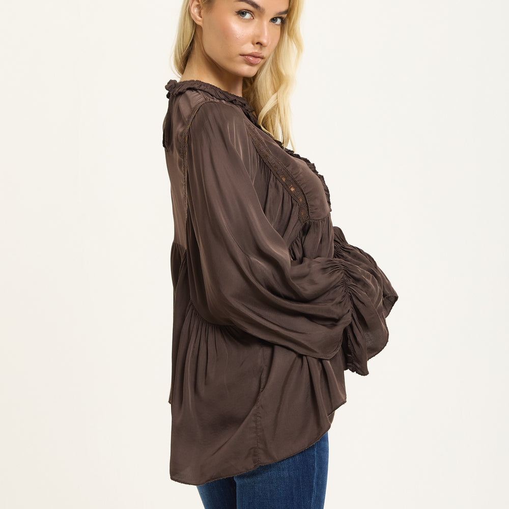 
                  
                    Chocolate Boho Lace Detail Blouse
                  
                