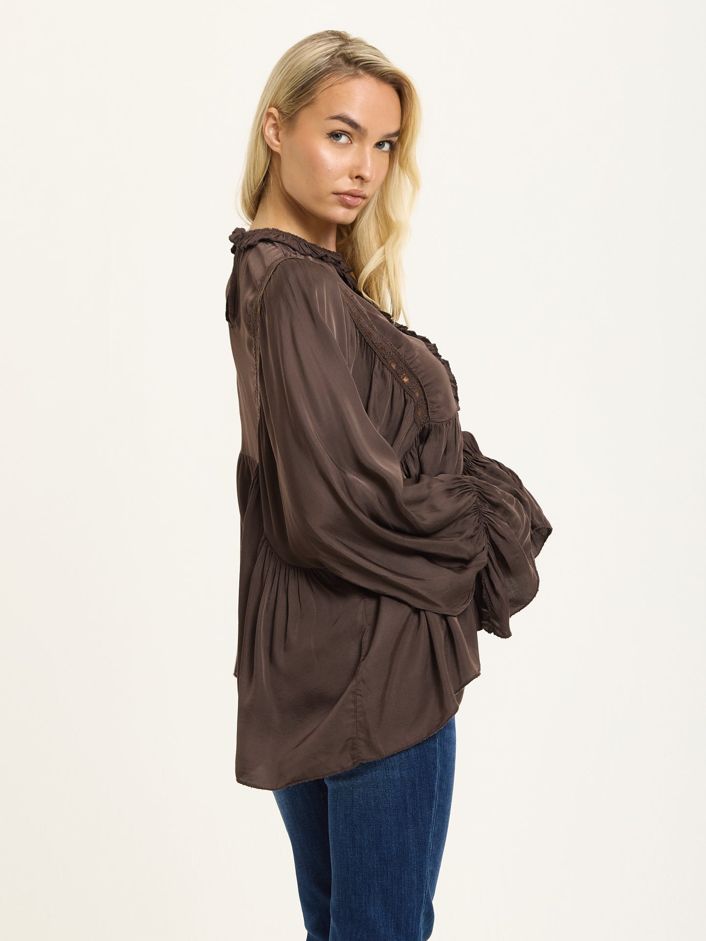 
                  
                    Chocolate Boho Lace Detail Blouse
                  
                