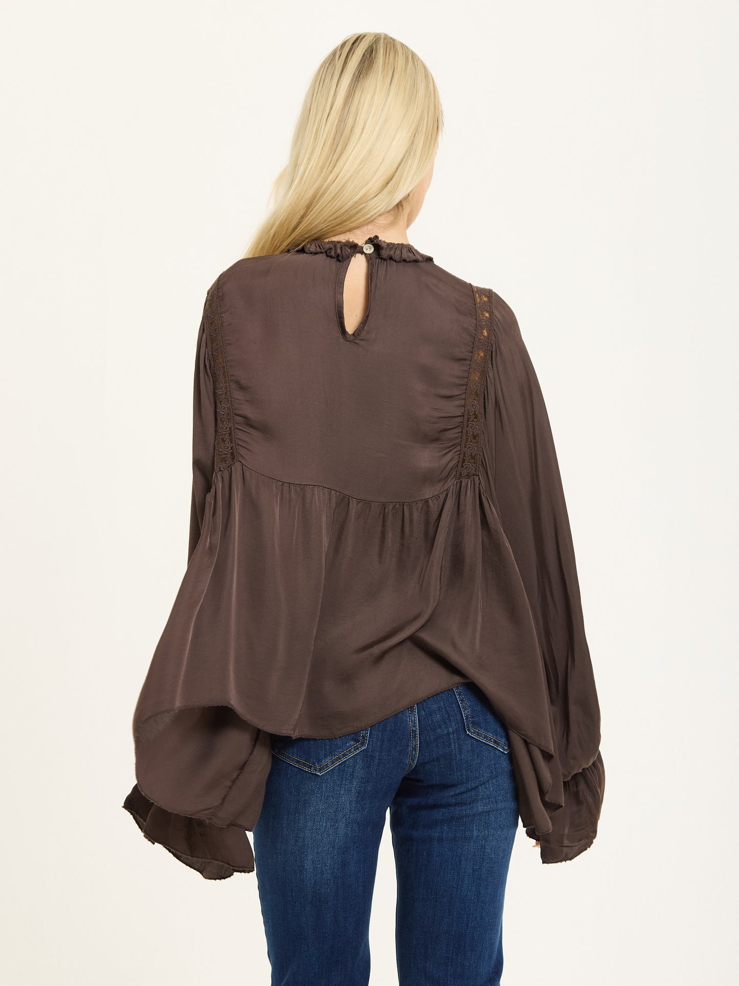 
                  
                    Chocolate Boho Lace Detail Blouse
                  
                