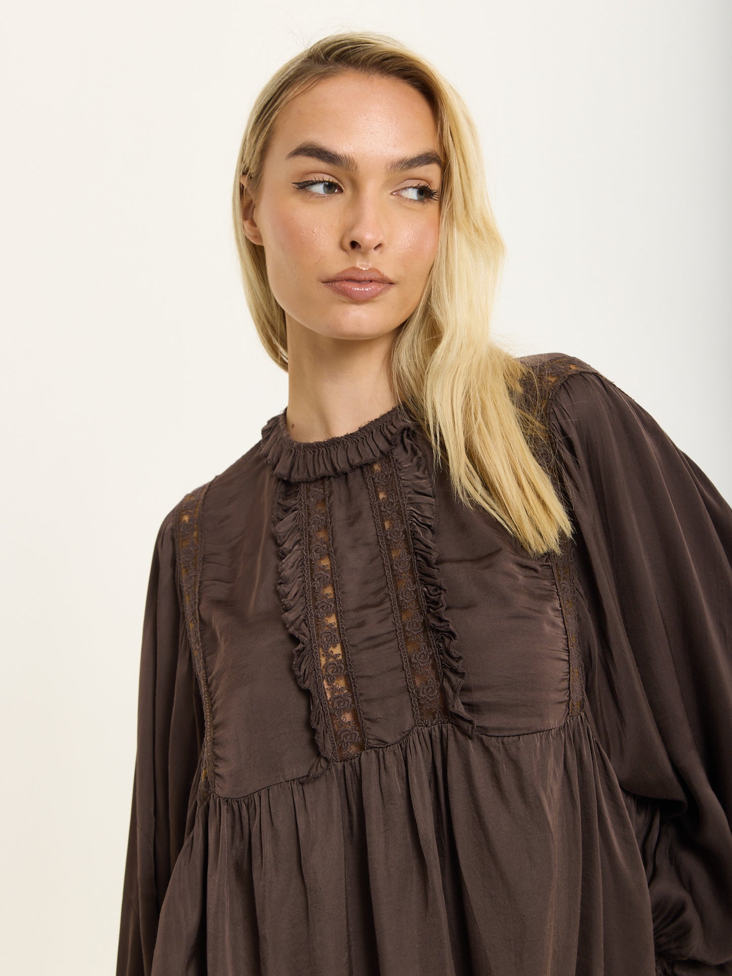 
                  
                    Chocolate Boho Lace Detail Blouse
                  
                