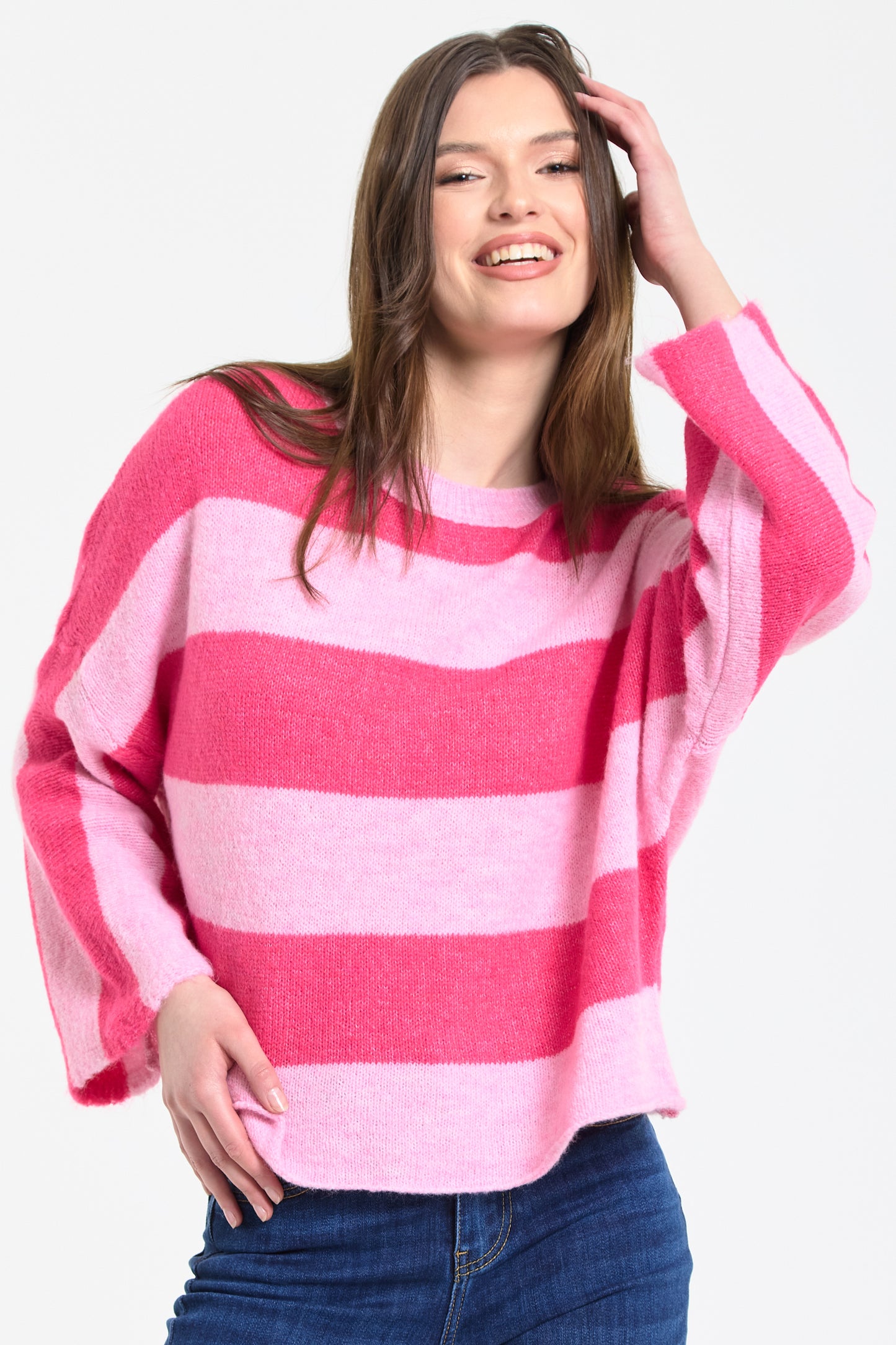 
                  
                    Pink Stripe Wool Blend Jumper
                  
                