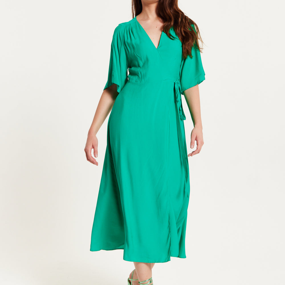 
                  
                    Liquorish Green Maxi Wrap Dress With Kimono Sleeves
                  
                