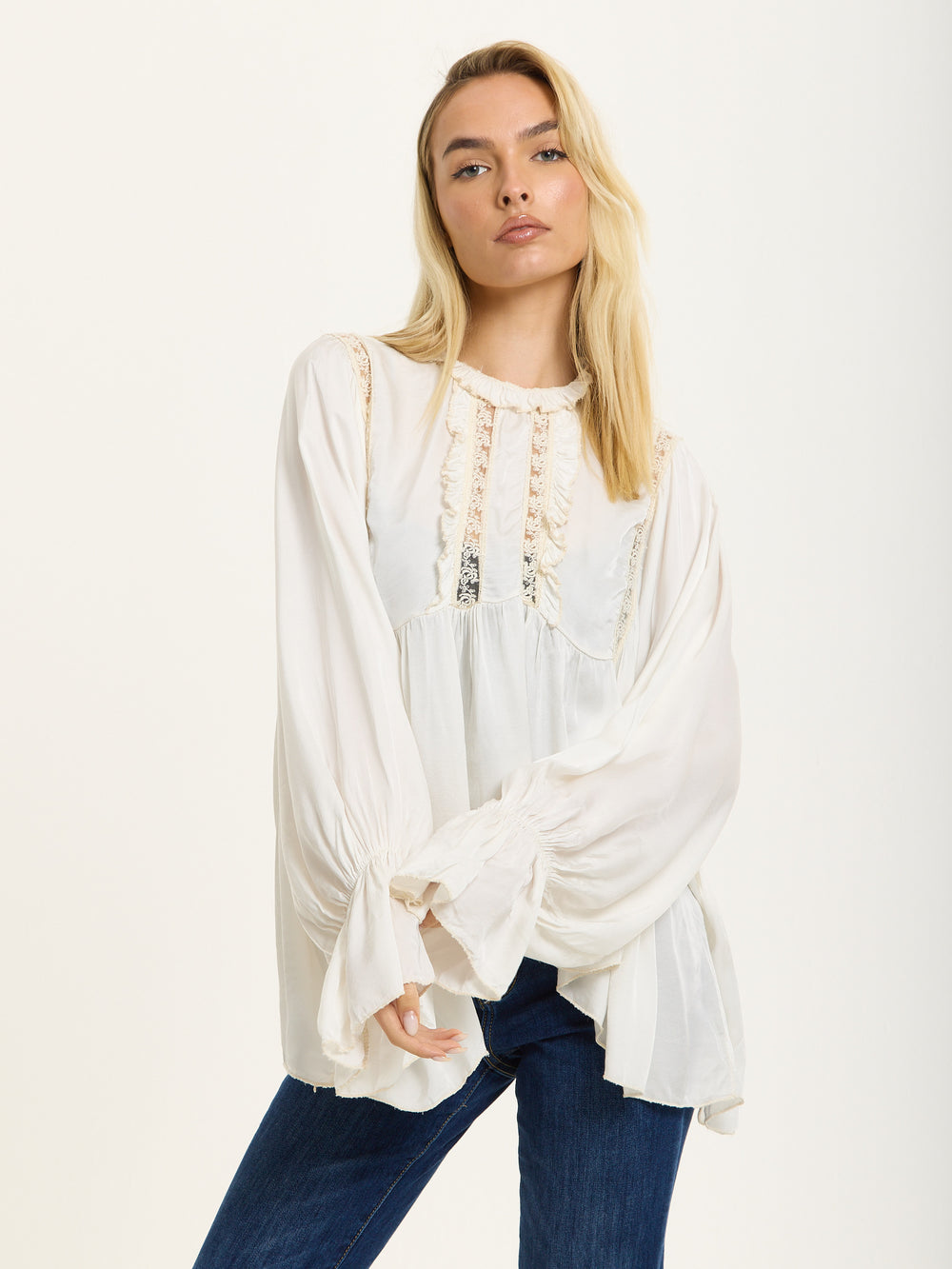 Off-White Boho Lace Detail Blouse