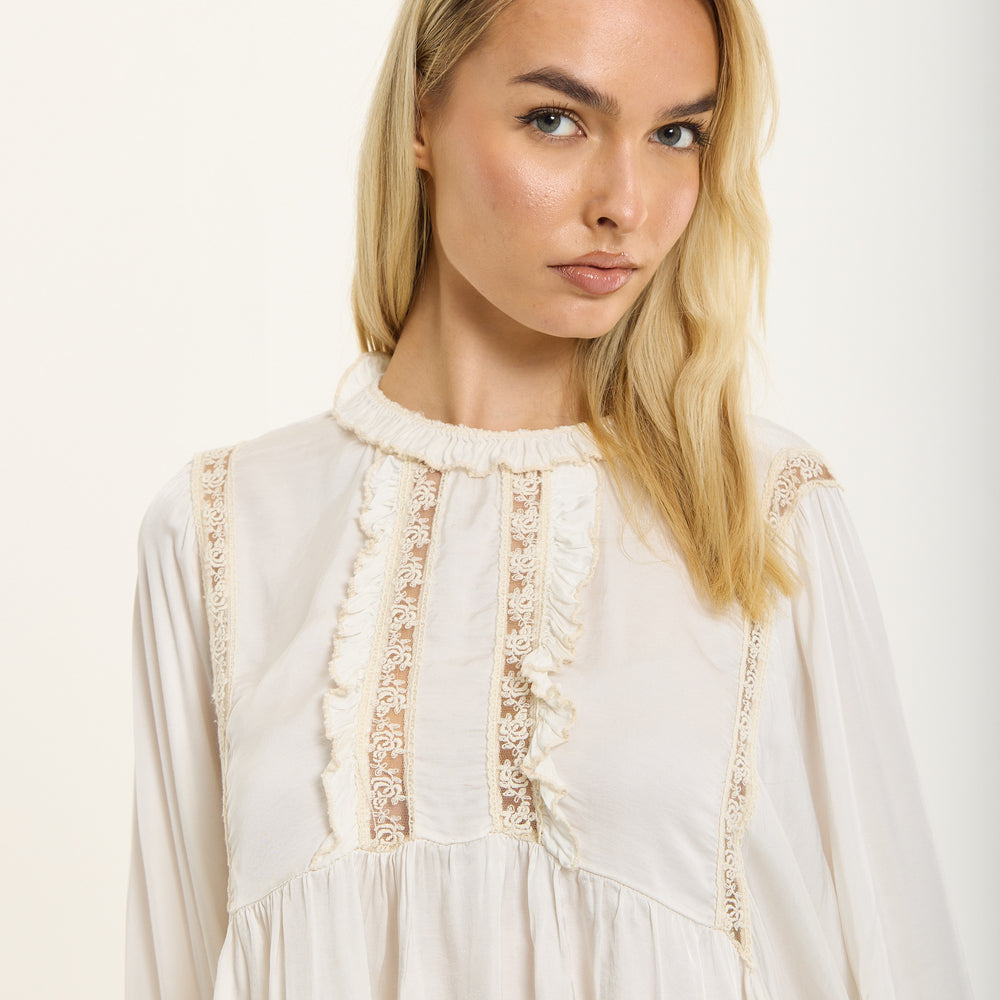 
                  
                    Off-White Boho Lace Detail Blouse
                  
                