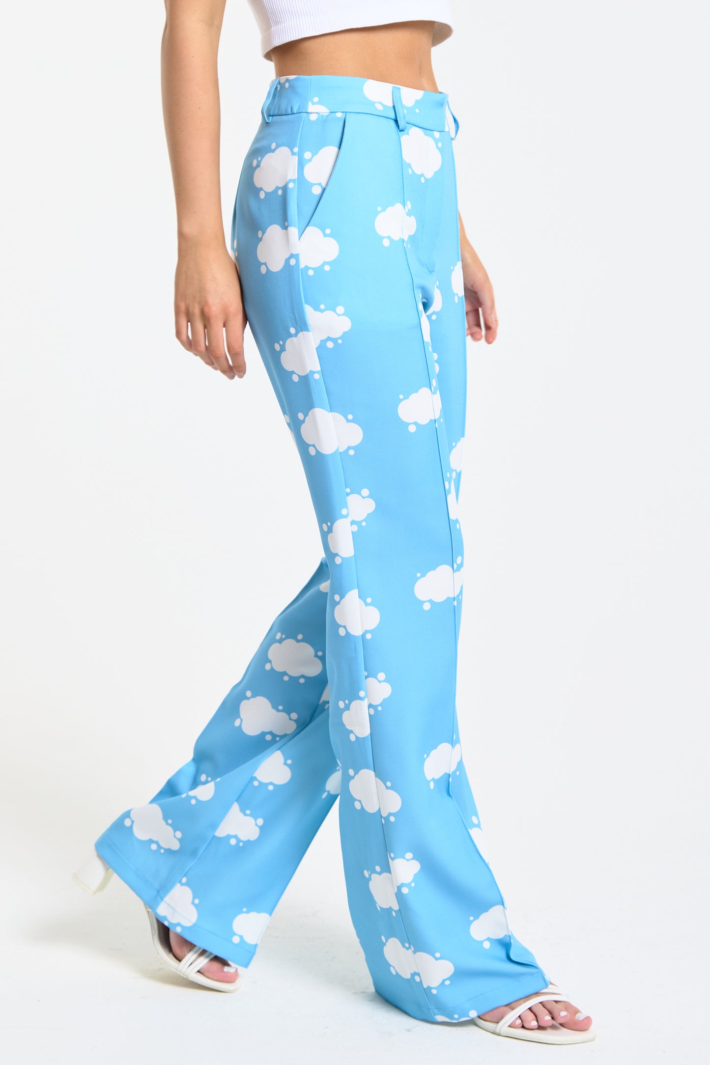 
                  
                    Blue Cloud Print Wide Leg Trousers
                  
                