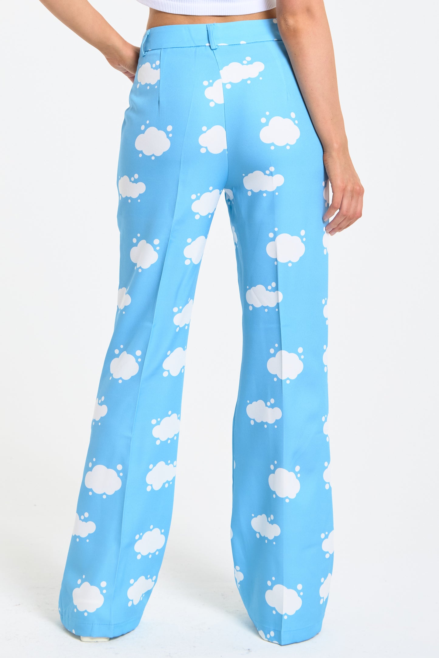 
                  
                    Blue Cloud Print Wide Leg Trousers
                  
                