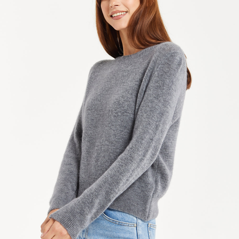 
                  
                    Liquorish Women's Jumper in Soft Grey - Round Neck, Super Soft Alpaca Knit, Relaxed Fit, Long Sleeves, Ribbed Cuffs and Hem, Stylish Essential
                  
                