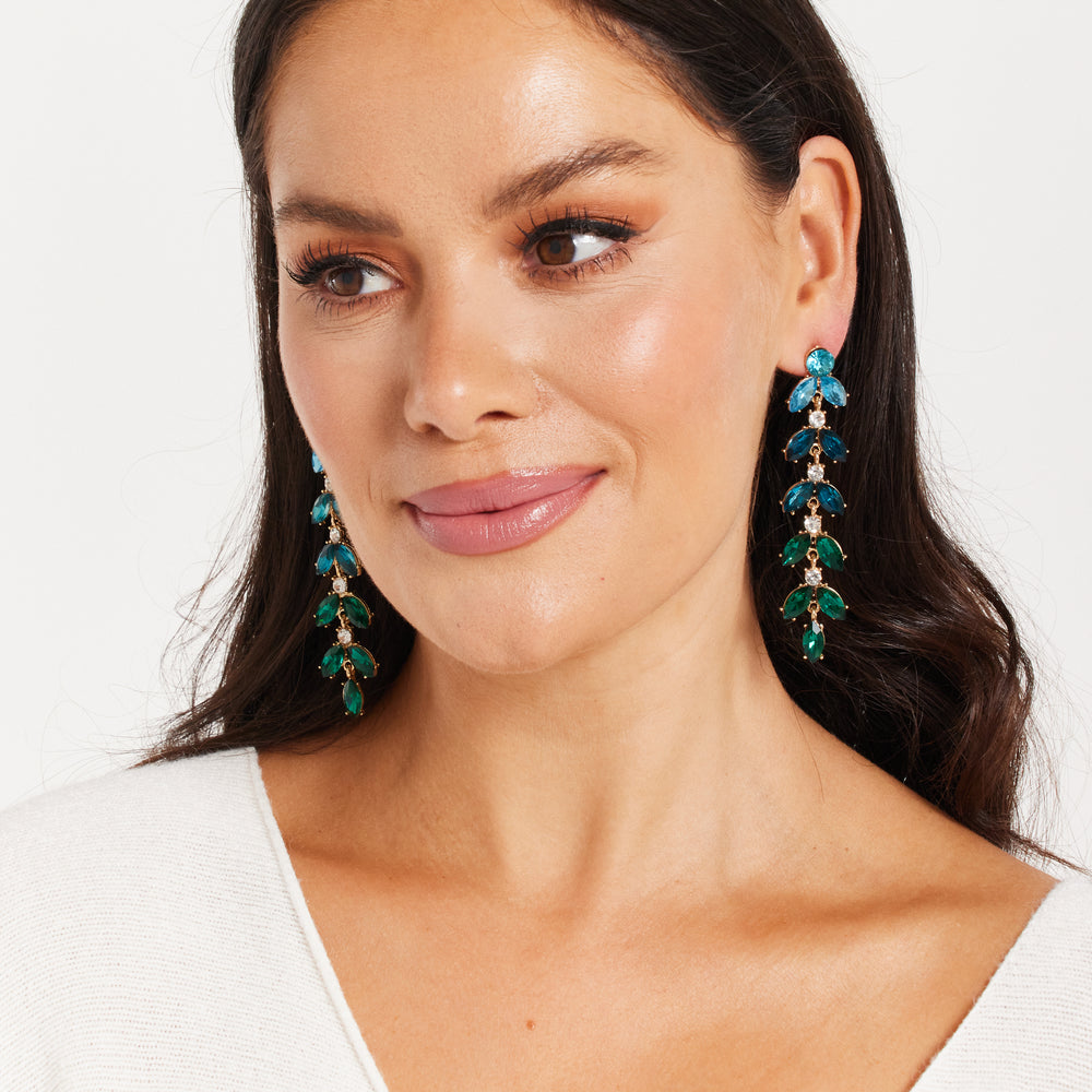 
                  
                    Dark Green Gorgeous Rhinestone Leaf Shaped Dangle Earrings
                  
                