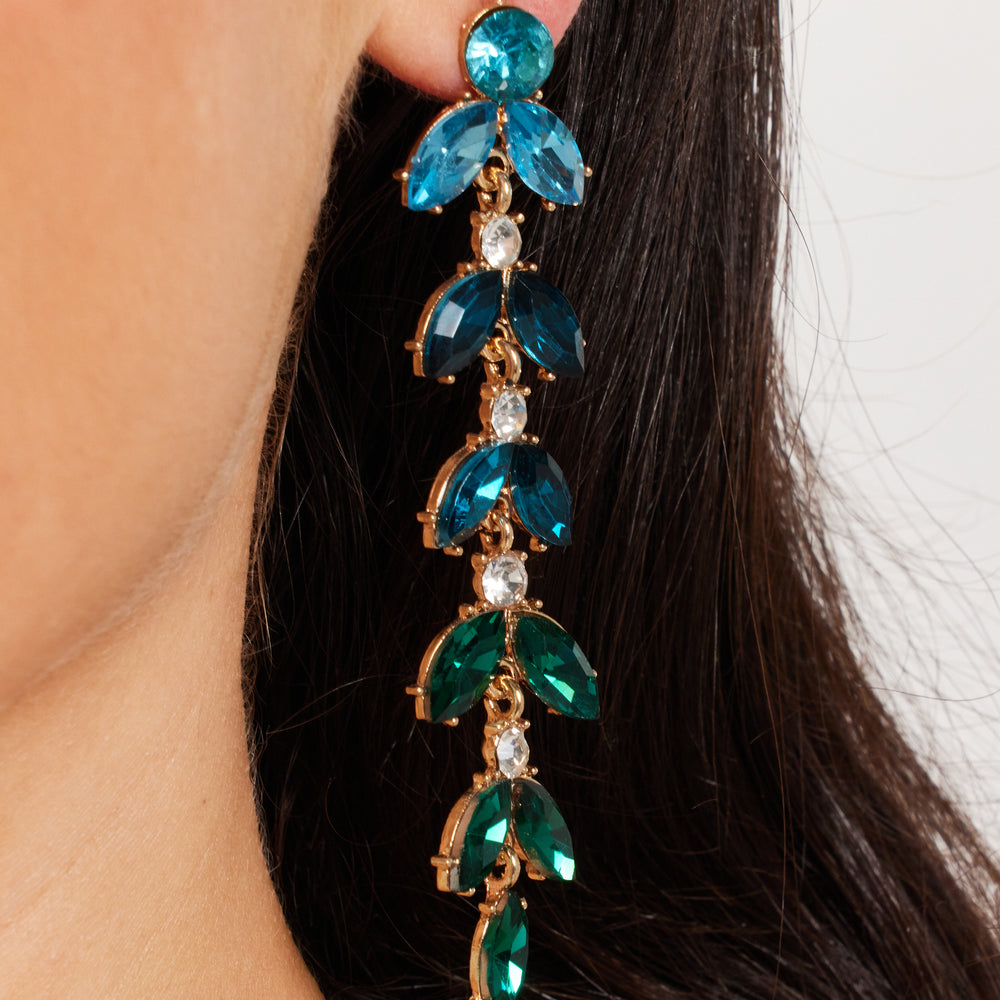 
                  
                    Dark Green Gorgeous Rhinestone Leaf Shaped Dangle Earrings
                  
                