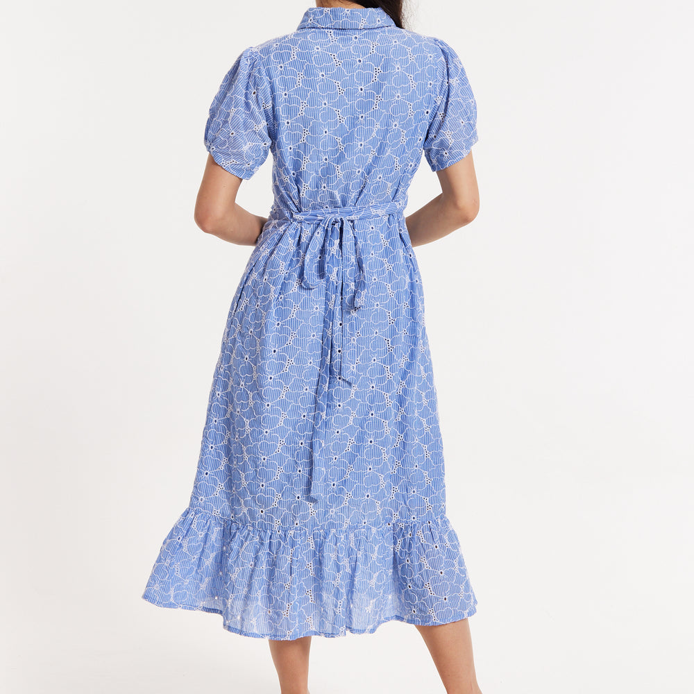 
                  
                    Blue Embroidered Shirt Midi Dress
                  
                