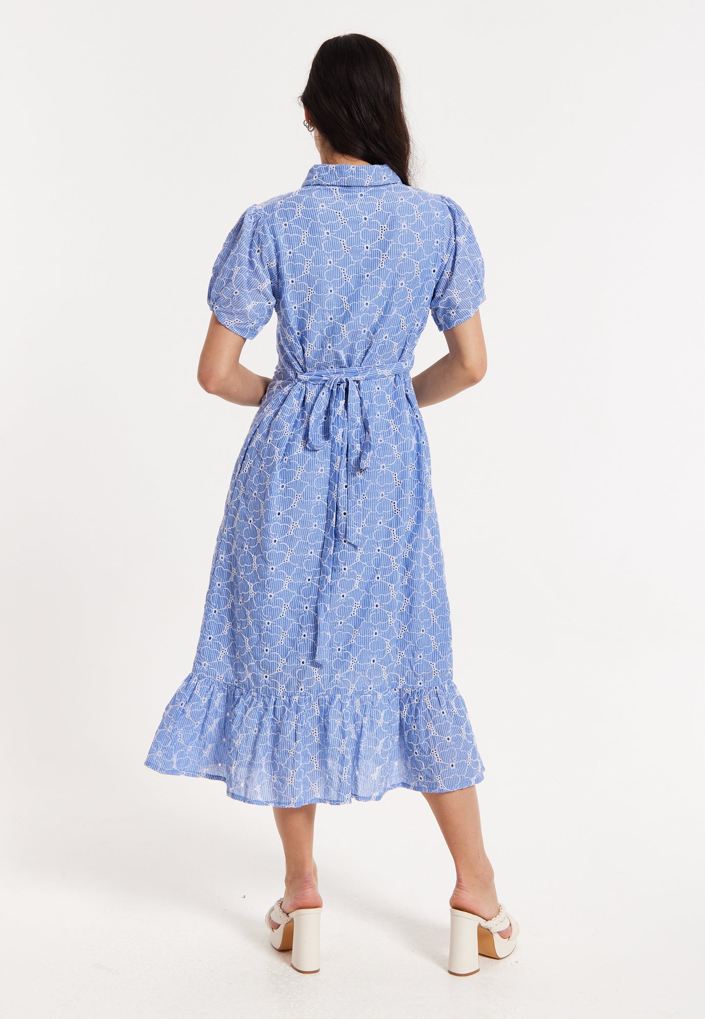 
                  
                    Blue Embroidered Shirt Midi Dress
                  
                