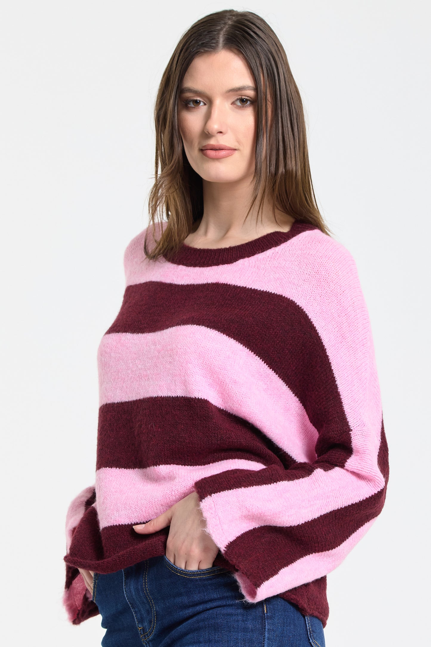 
                  
                    Pink Burgundy Stripe Wool Blend Jumper
                  
                