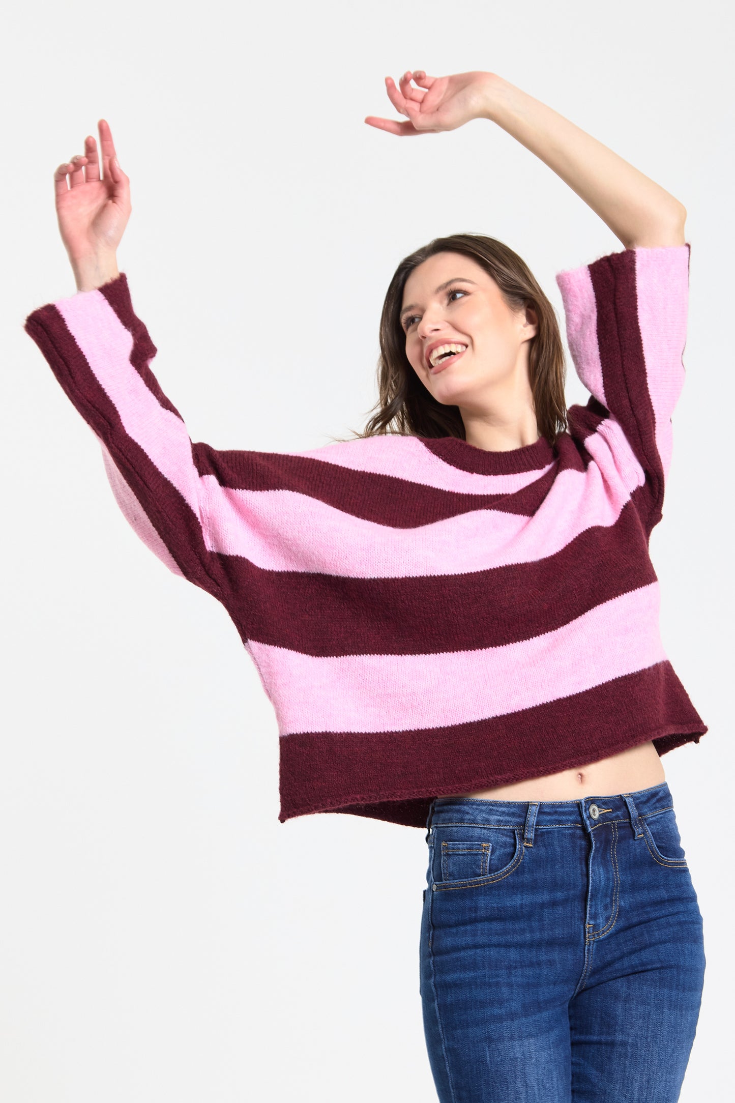 
                  
                    Pink Burgundy Stripe Wool Blend Jumper
                  
                