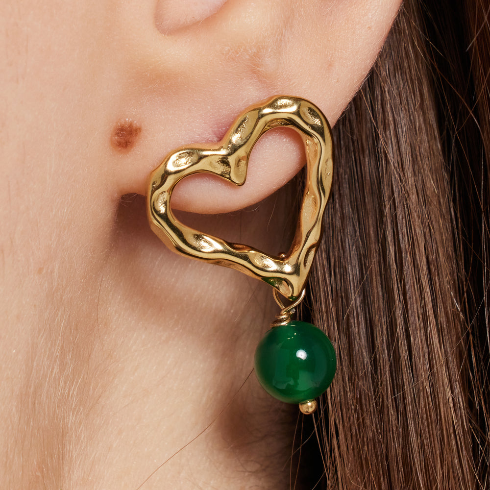 
                  
                    Gold Heart and Green Beans Earring
                  
                