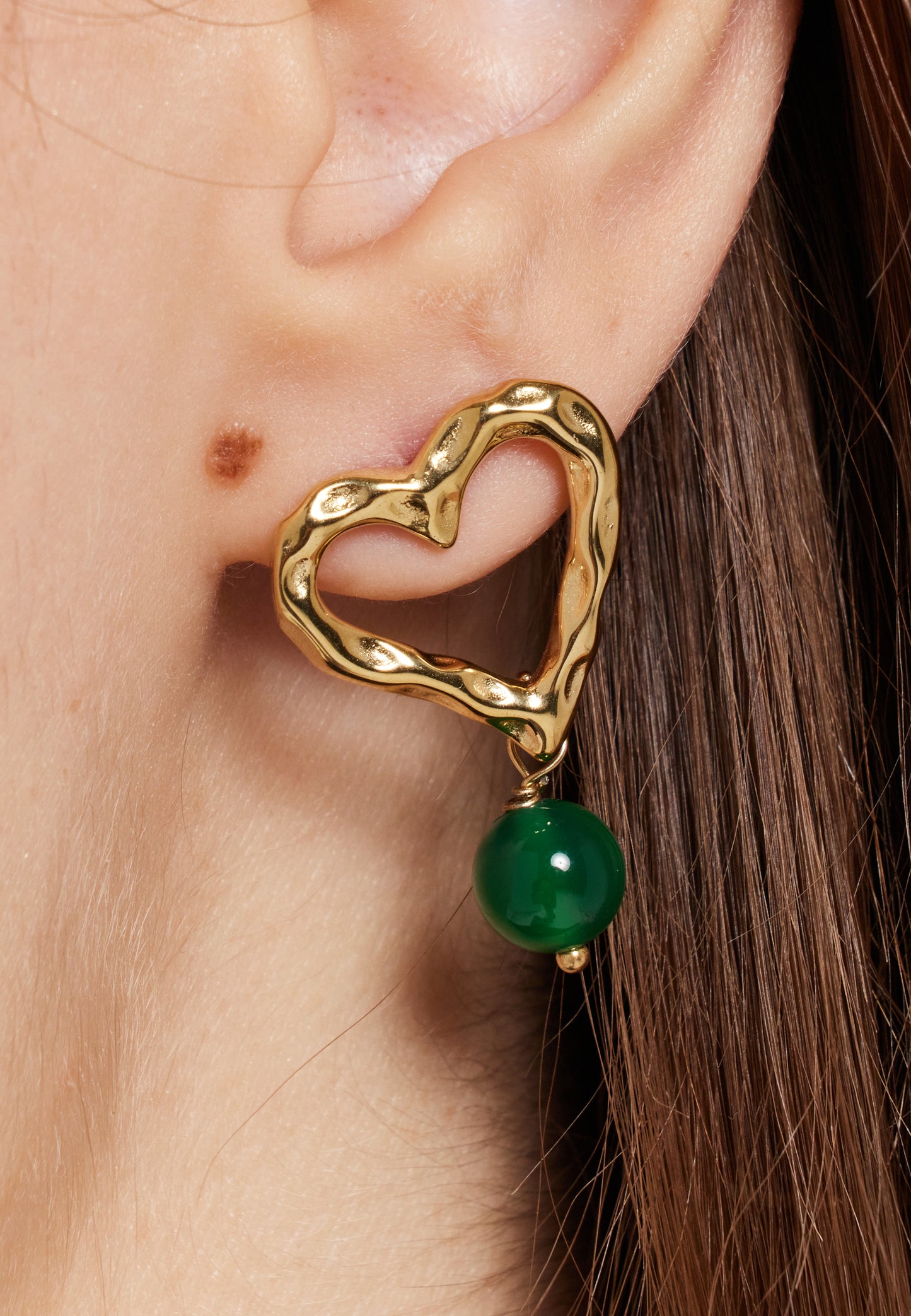 
                  
                    Gold Heart and Green Beans Earring
                  
                