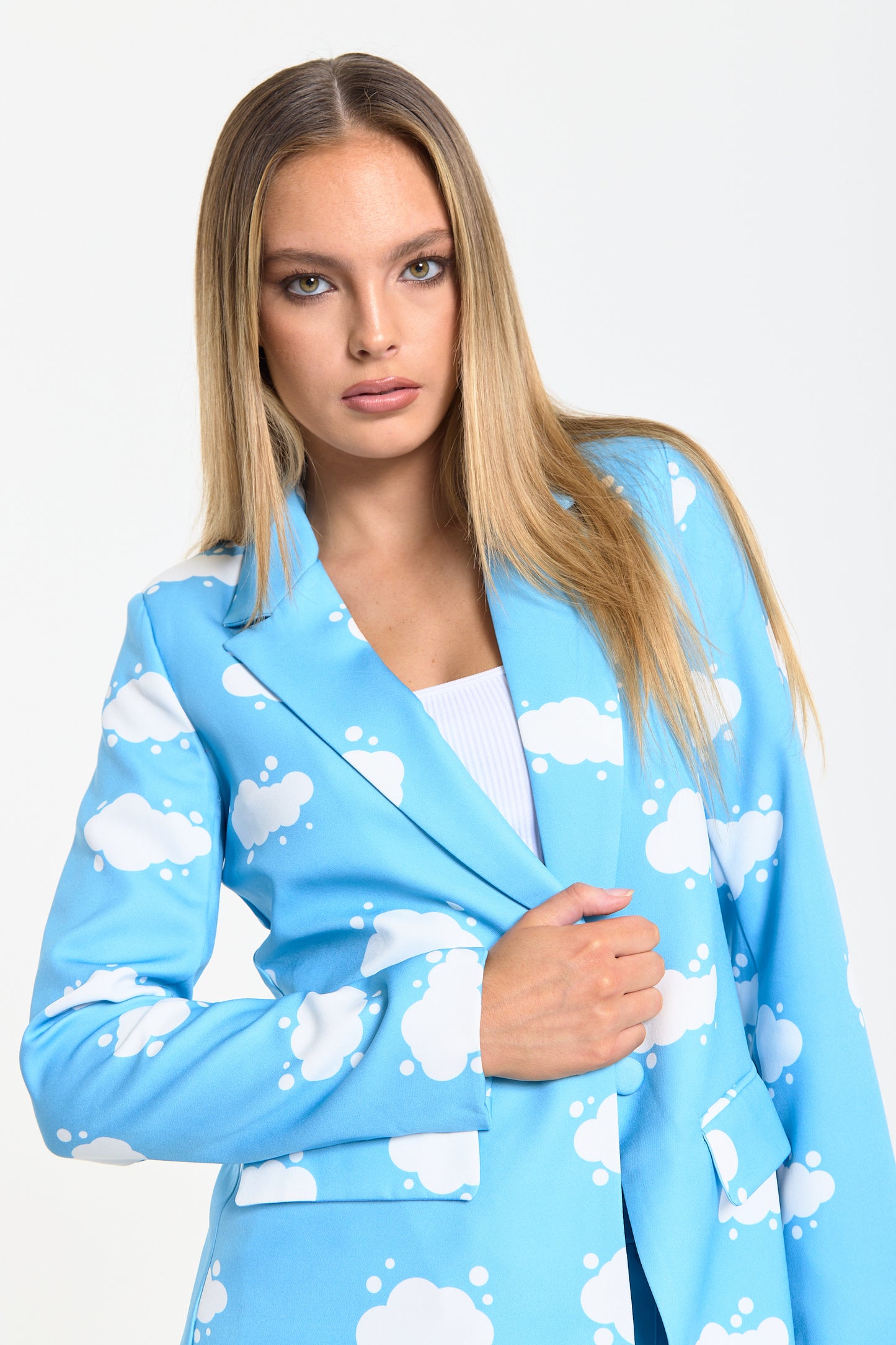 
                  
                    Blue Cloud Print Tailored Blazer
                  
                
