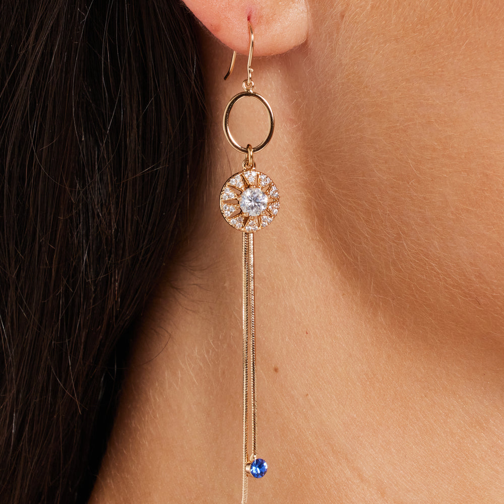 
                  
                    Diamond Gold Tassel Blue Long Drop Crystal Earrings
                  
                