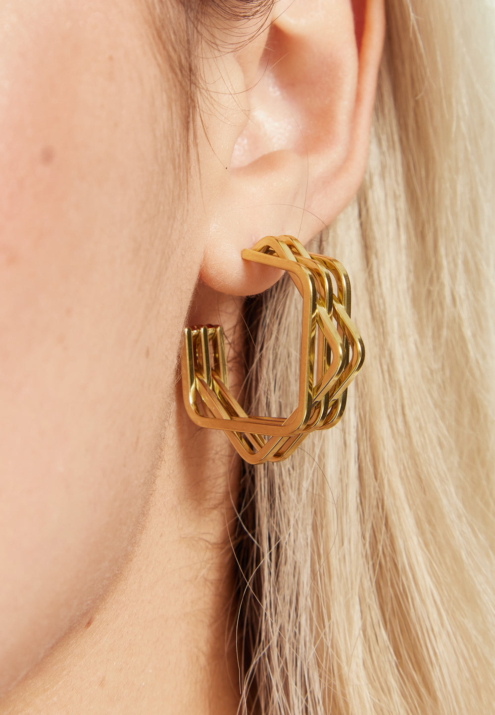 Gold Geometric Layered Hoop Earrings