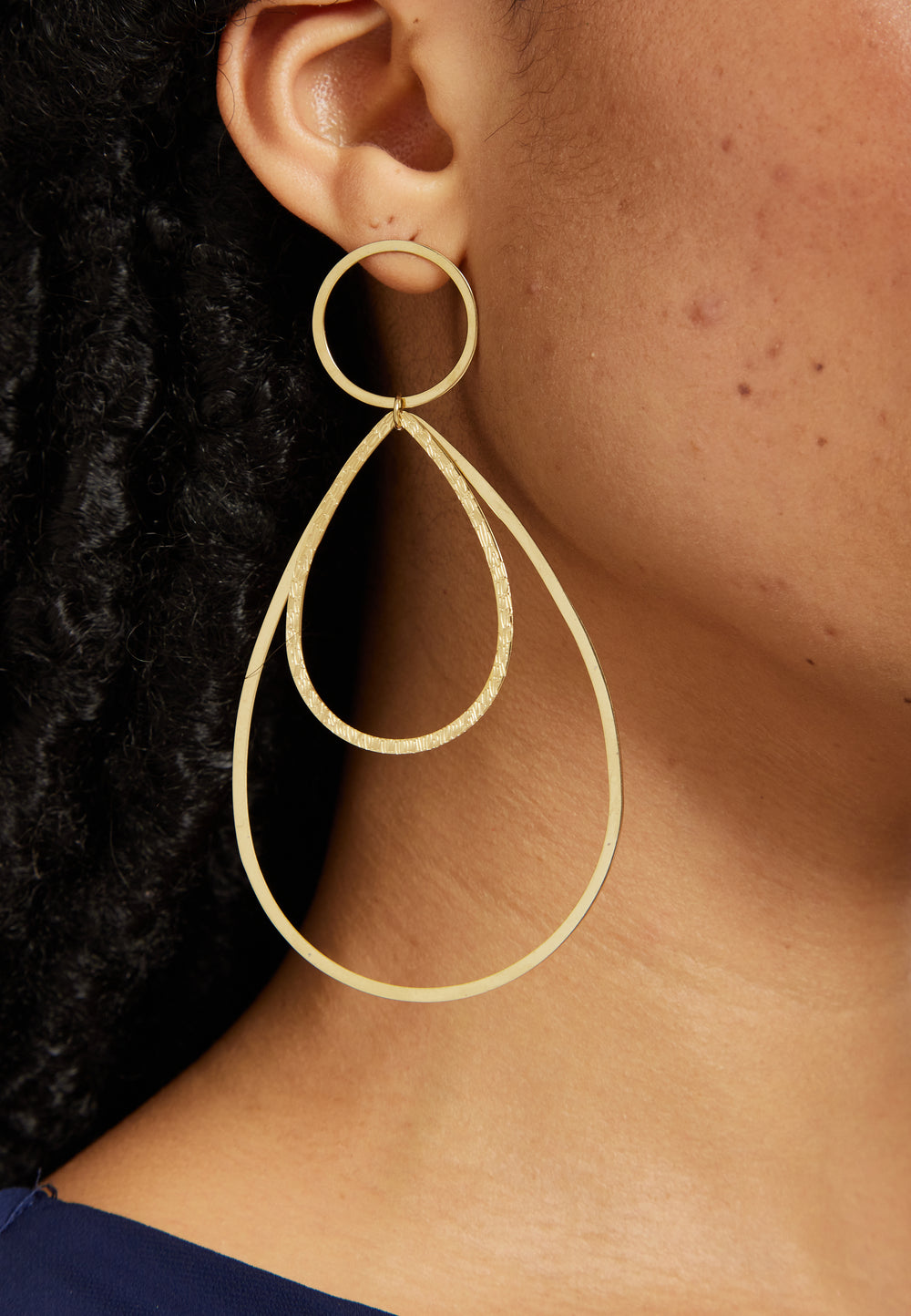 Gold Double Teardrop Statement Earrings