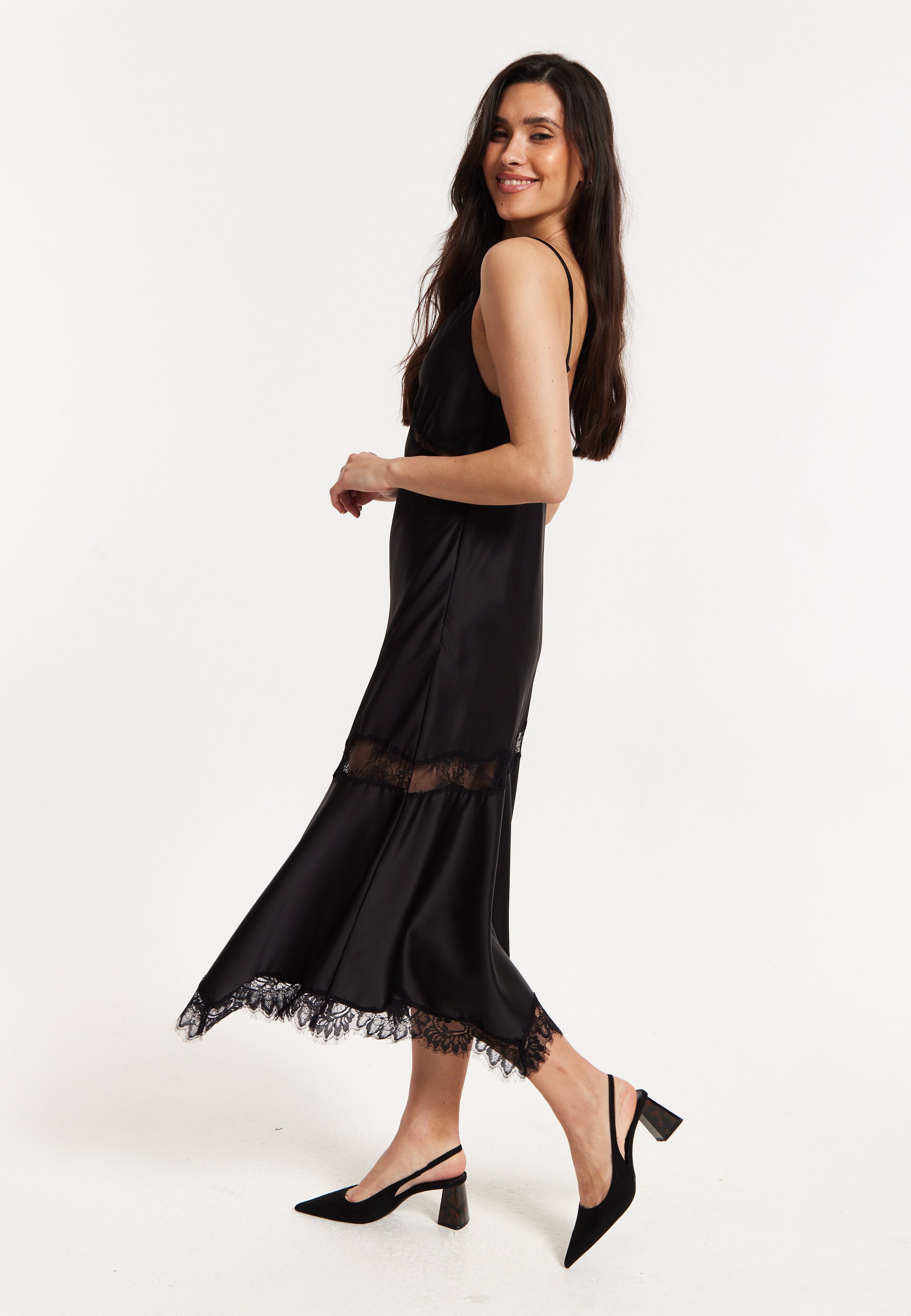liquorish a line lace detail midi dress knee length dresses for ladies Clarissa White Lace Short-Sleeve Midi Dress Club L London
