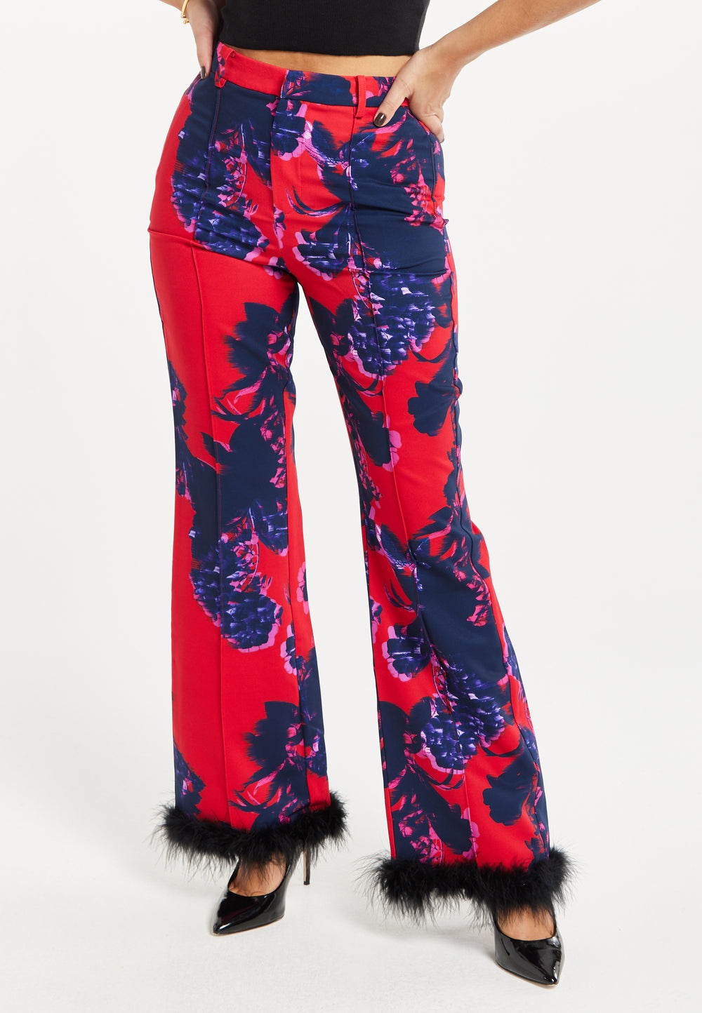 Floral Print Tailored Trousers Fluffy