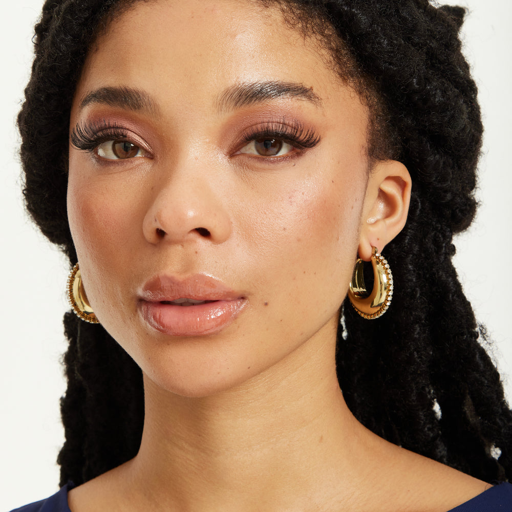 
                  
                    Gold Rhinestone Hoop Earrings
                  
                