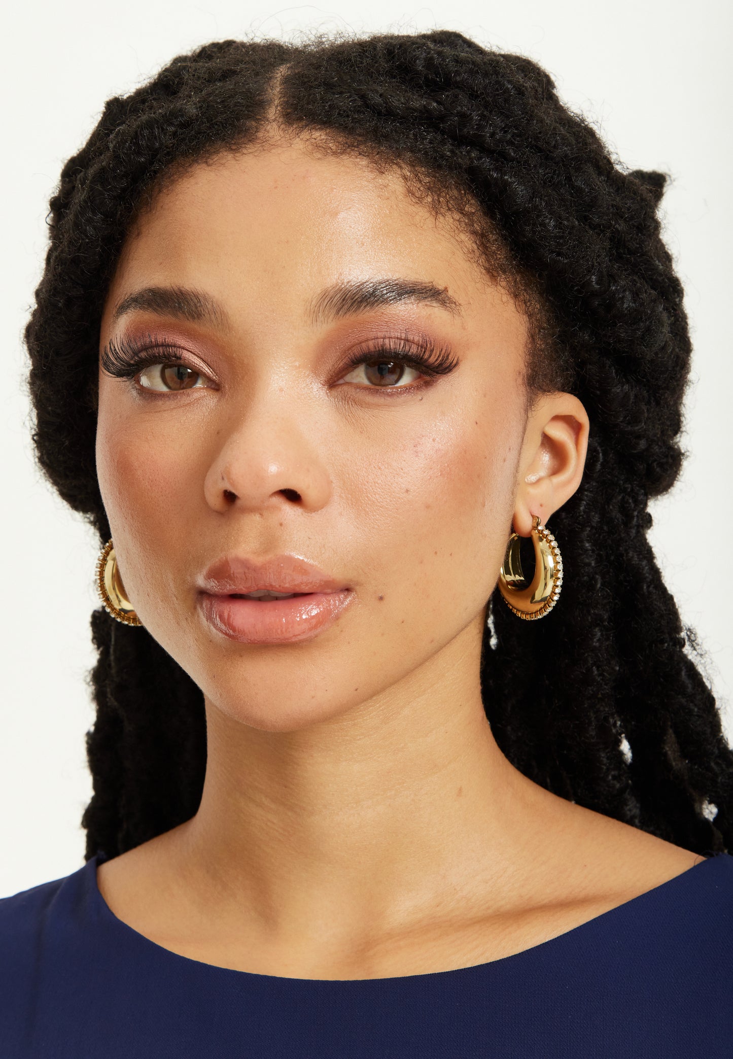 
                  
                    Gold Rhinestone Hoop Earrings
                  
                