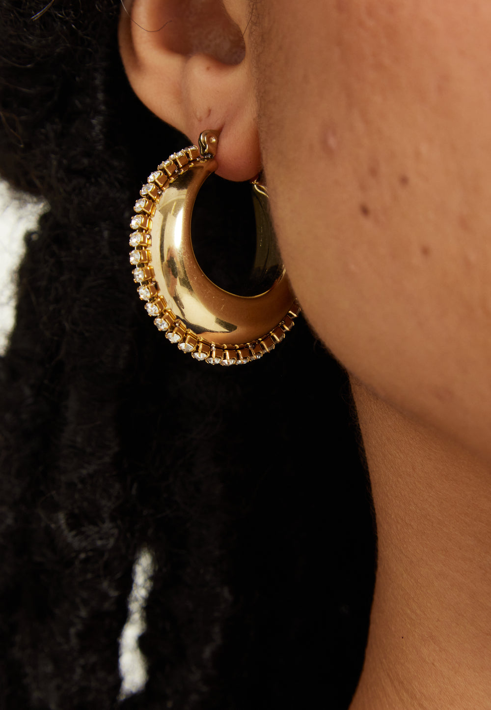 Gold Rhinestone Hoop Earrings