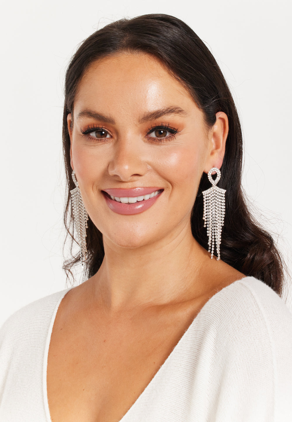 Rhinestone Tassel Drop Earrings