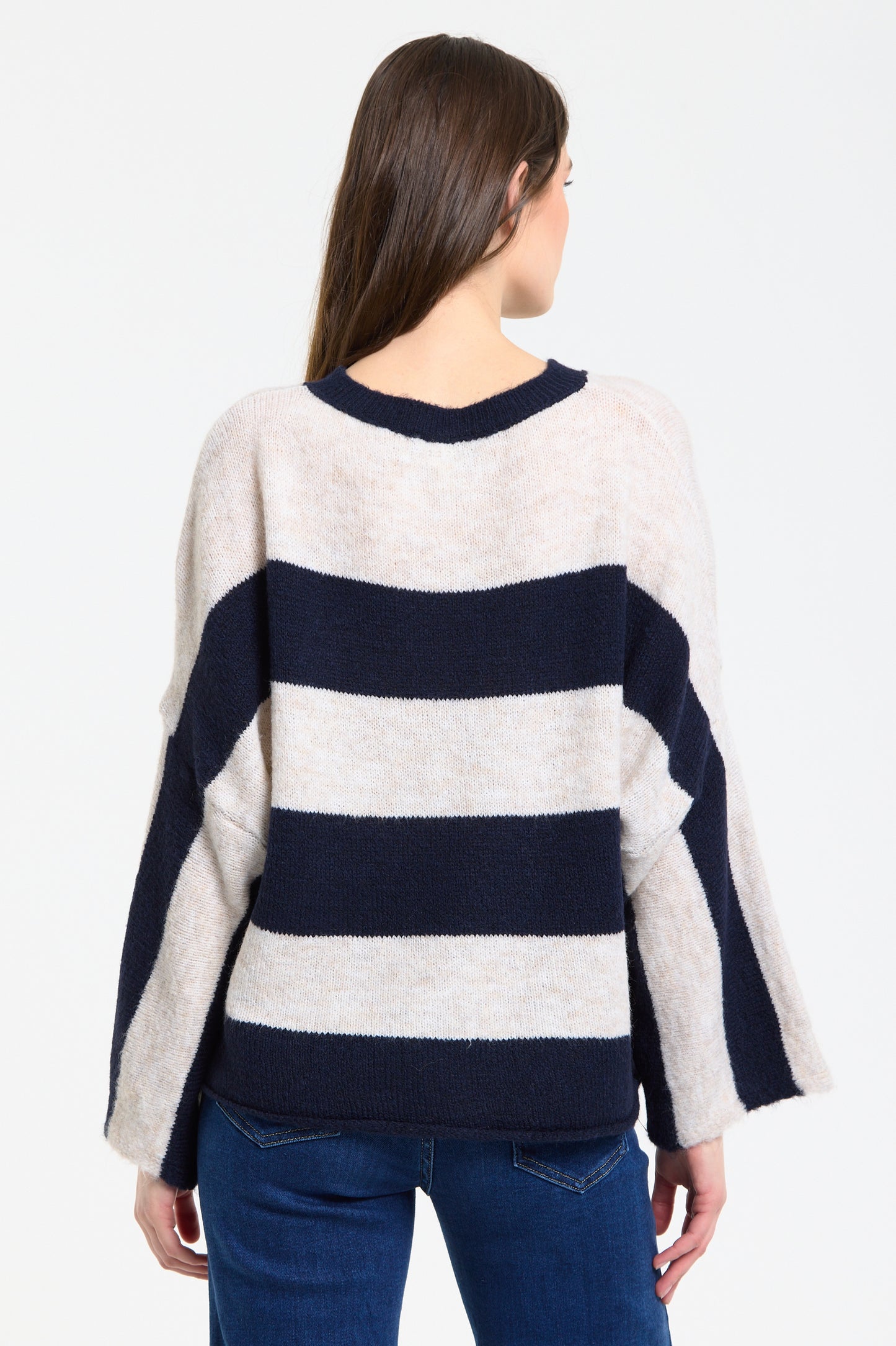 
                  
                    Navy Cream Stripe Wool Blend Jumper
                  
                
