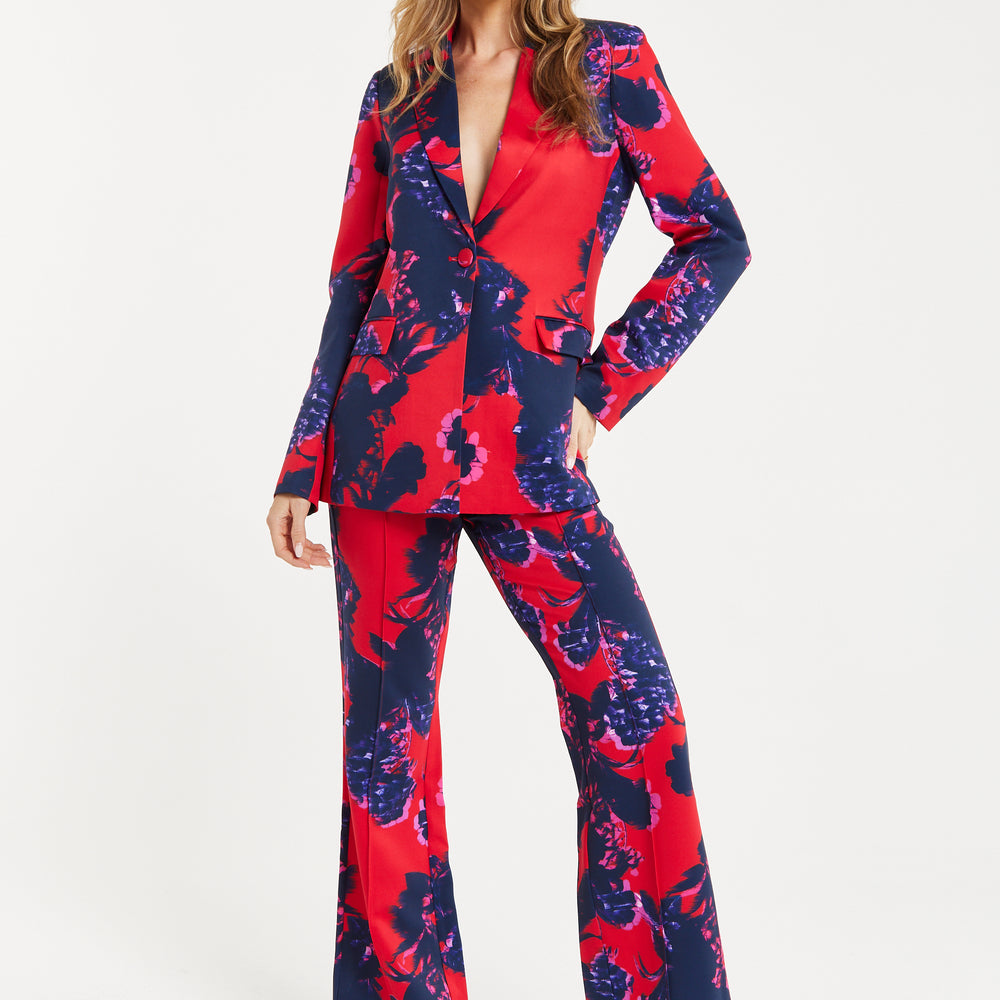 
                  
                    Liquorish Floral Print Red Blazer
                  
                