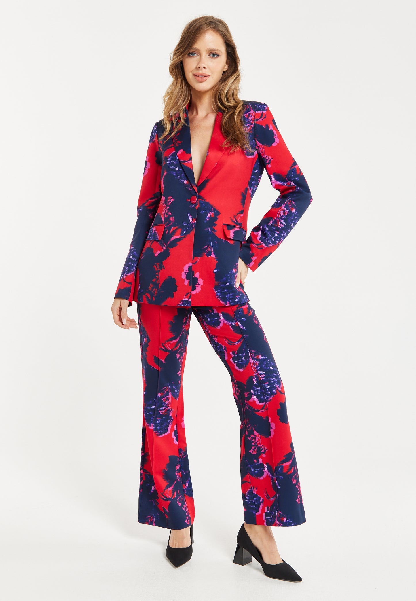 
                  
                    Liquorish Floral Print Red Blazer
                  
                