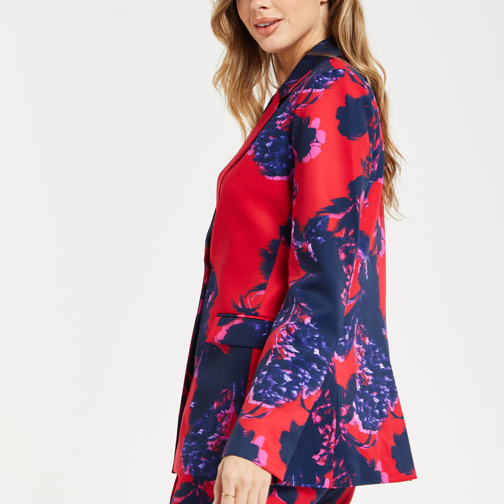 
                  
                    Liquorish Floral Print Red Blazer
                  
                