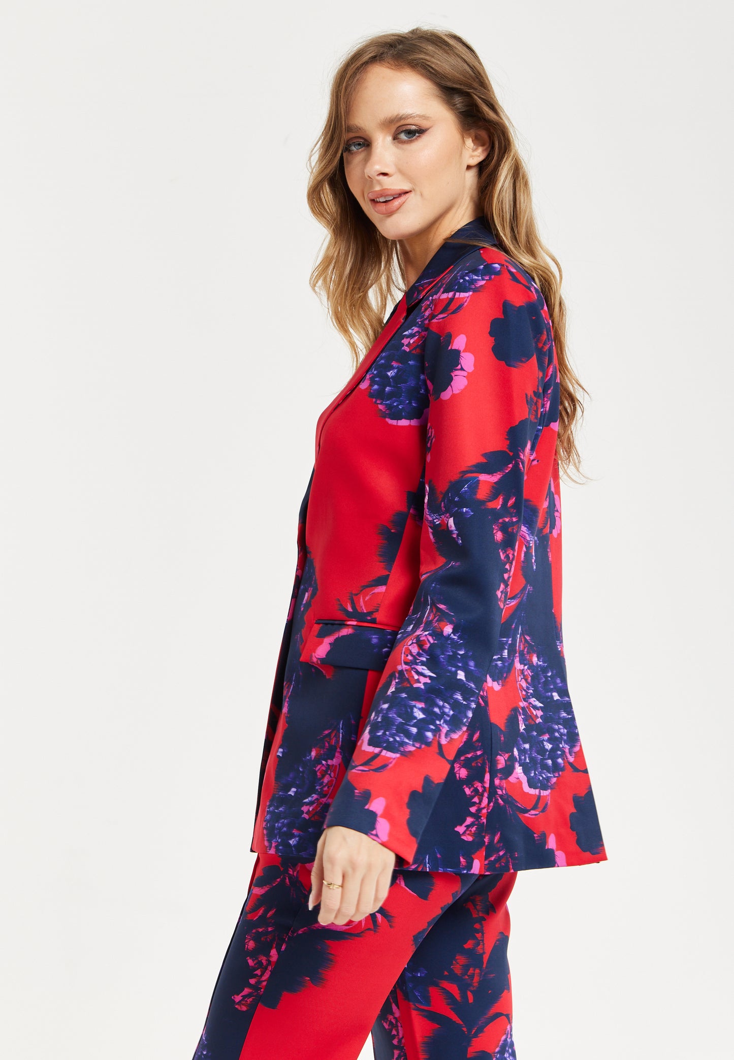 
                  
                    Liquorish Floral Print Red Blazer
                  
                