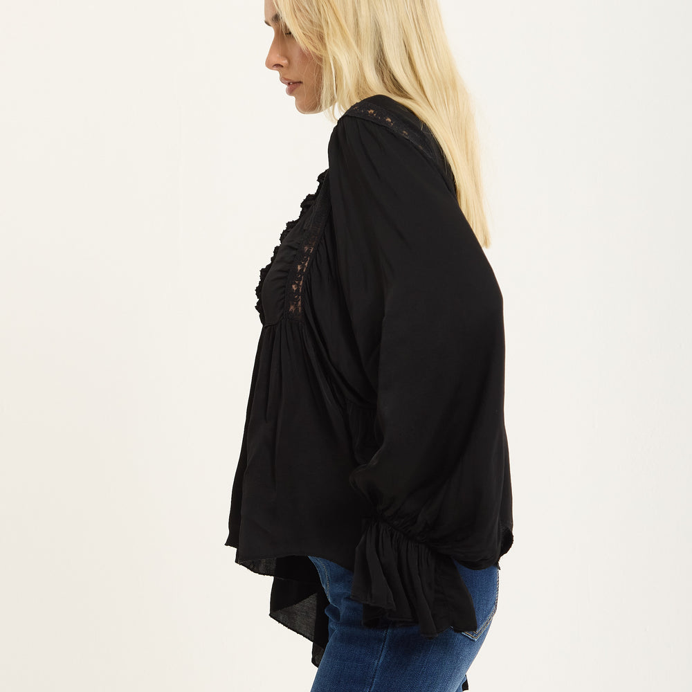 
                  
                    Black Boho Lace Detail Blouse
                  
                