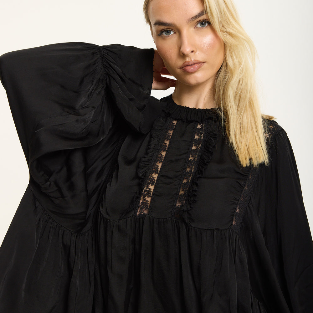 
                  
                    Black Boho Lace Detail Blouse
                  
                