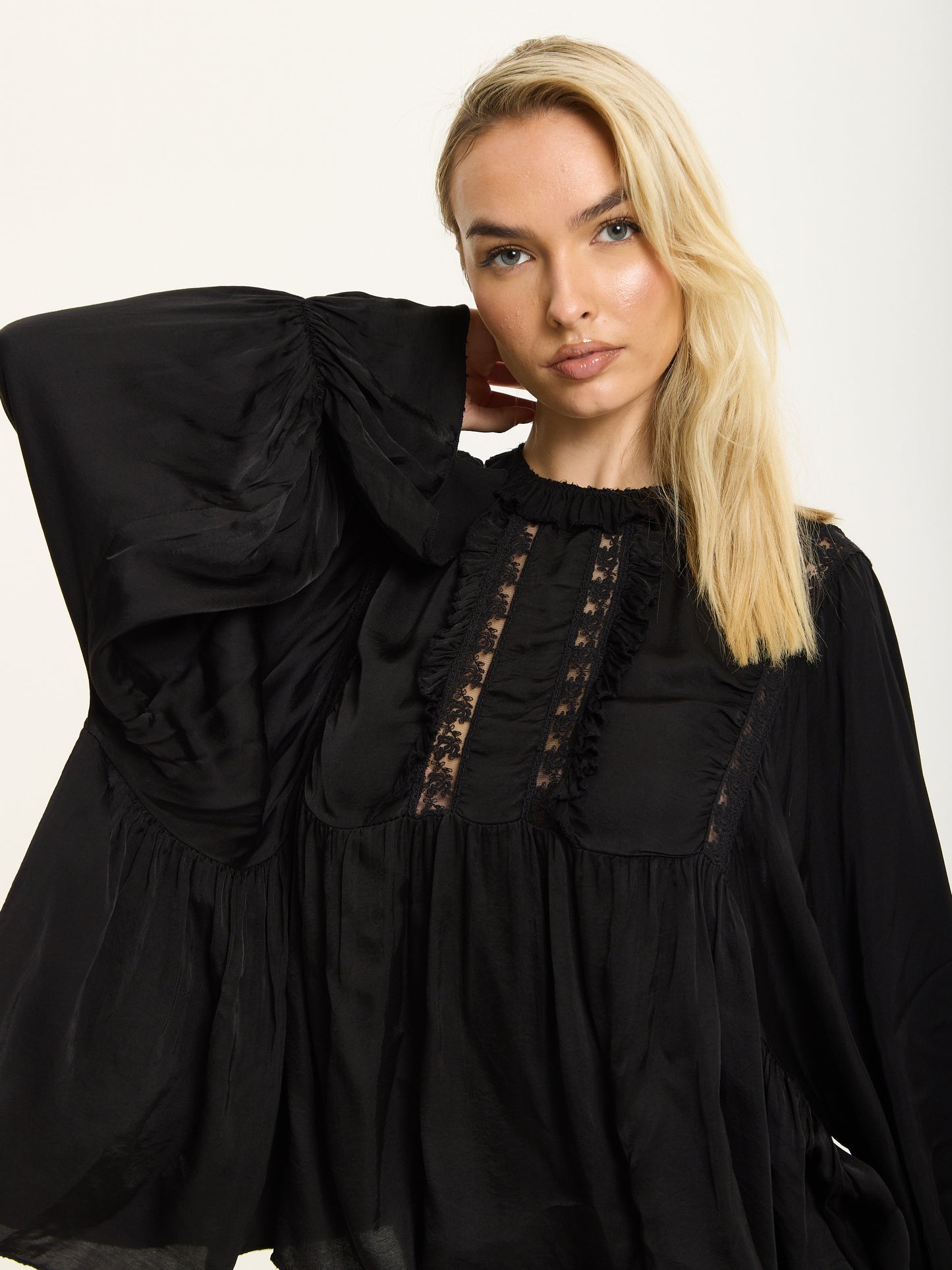 
                  
                    Black Boho Lace Detail Blouse
                  
                