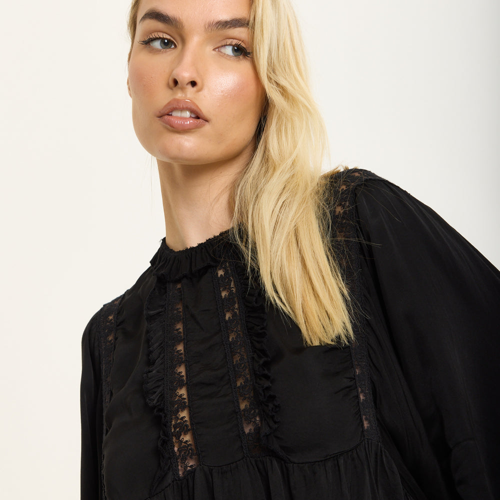 
                  
                    Black Boho Lace Detail Blouse
                  
                