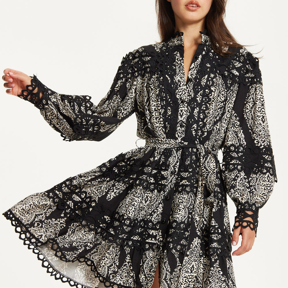 
                  
                    Black Embroidered Lace Mini Dress
                  
                