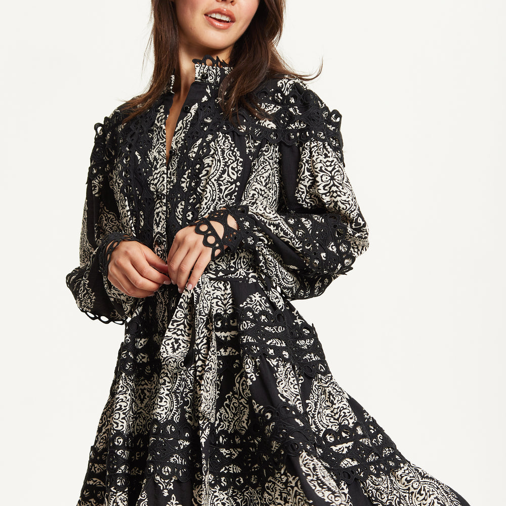 
                  
                    Black Embroidered Lace Mini Dress
                  
                