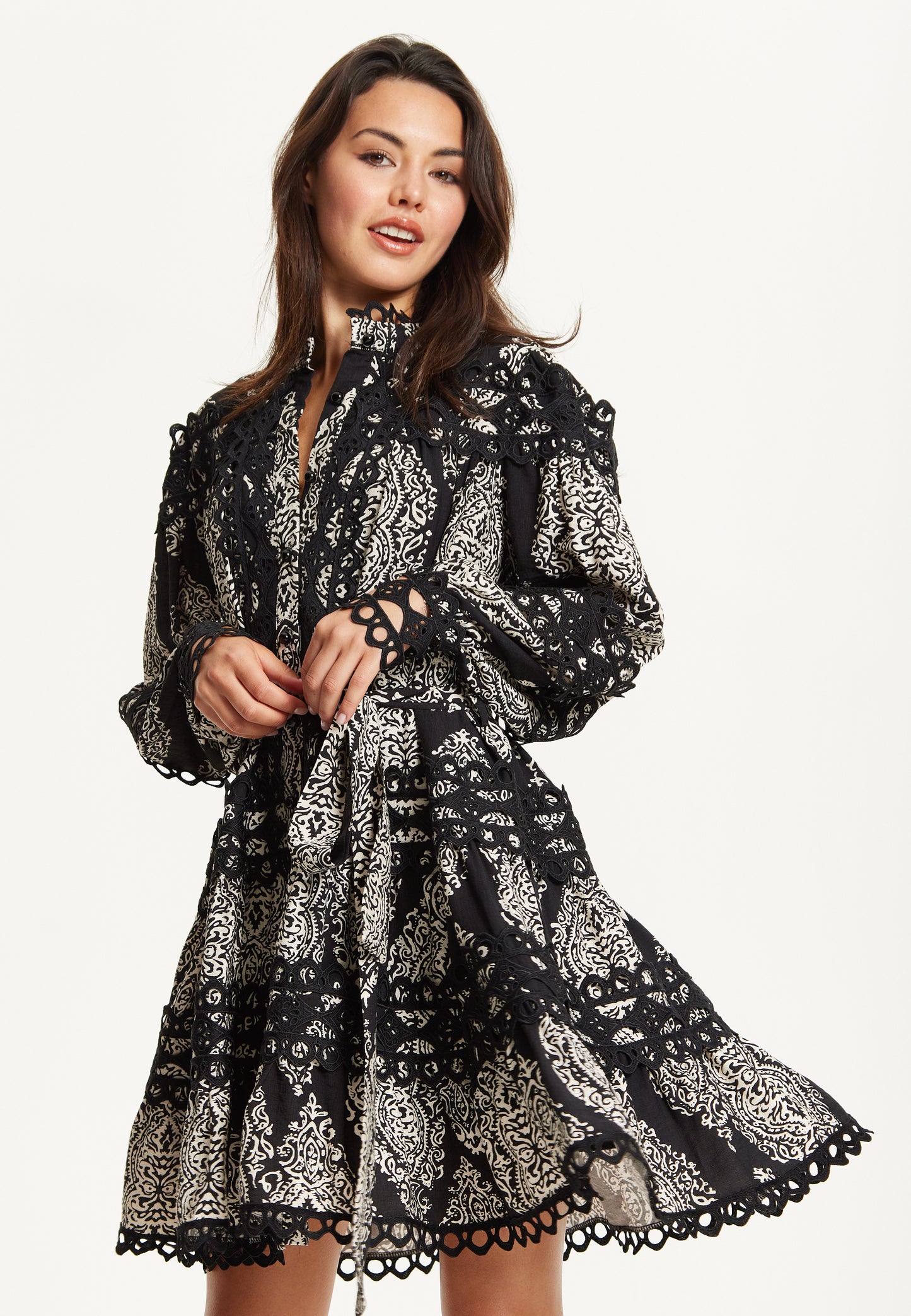 
                  
                    Black Embroidered Lace Mini Dress
                  
                