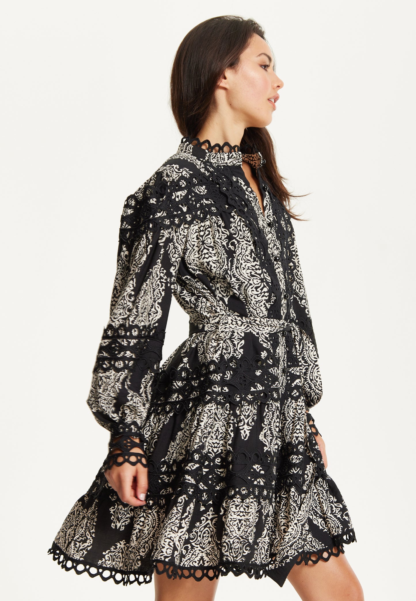 
                  
                    Black Embroidered Lace Mini Dress
                  
                