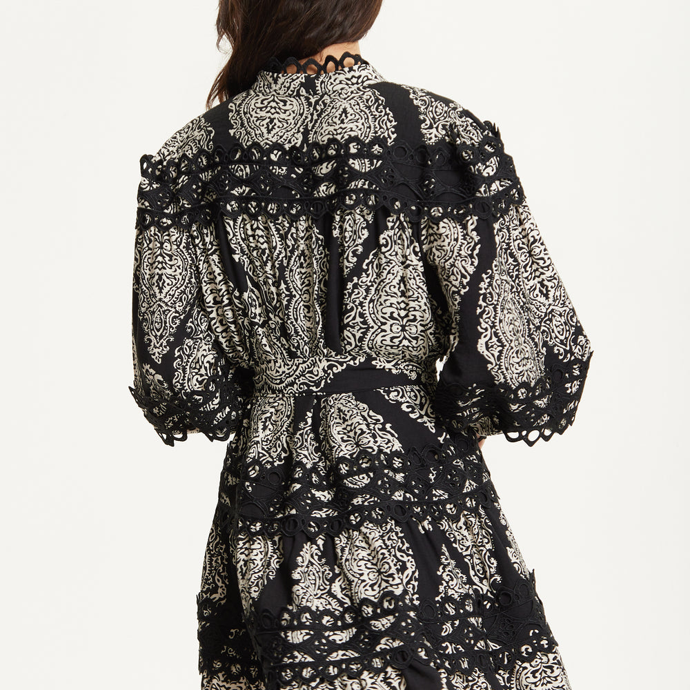 
                  
                    Black Embroidered Lace Mini Dress
                  
                