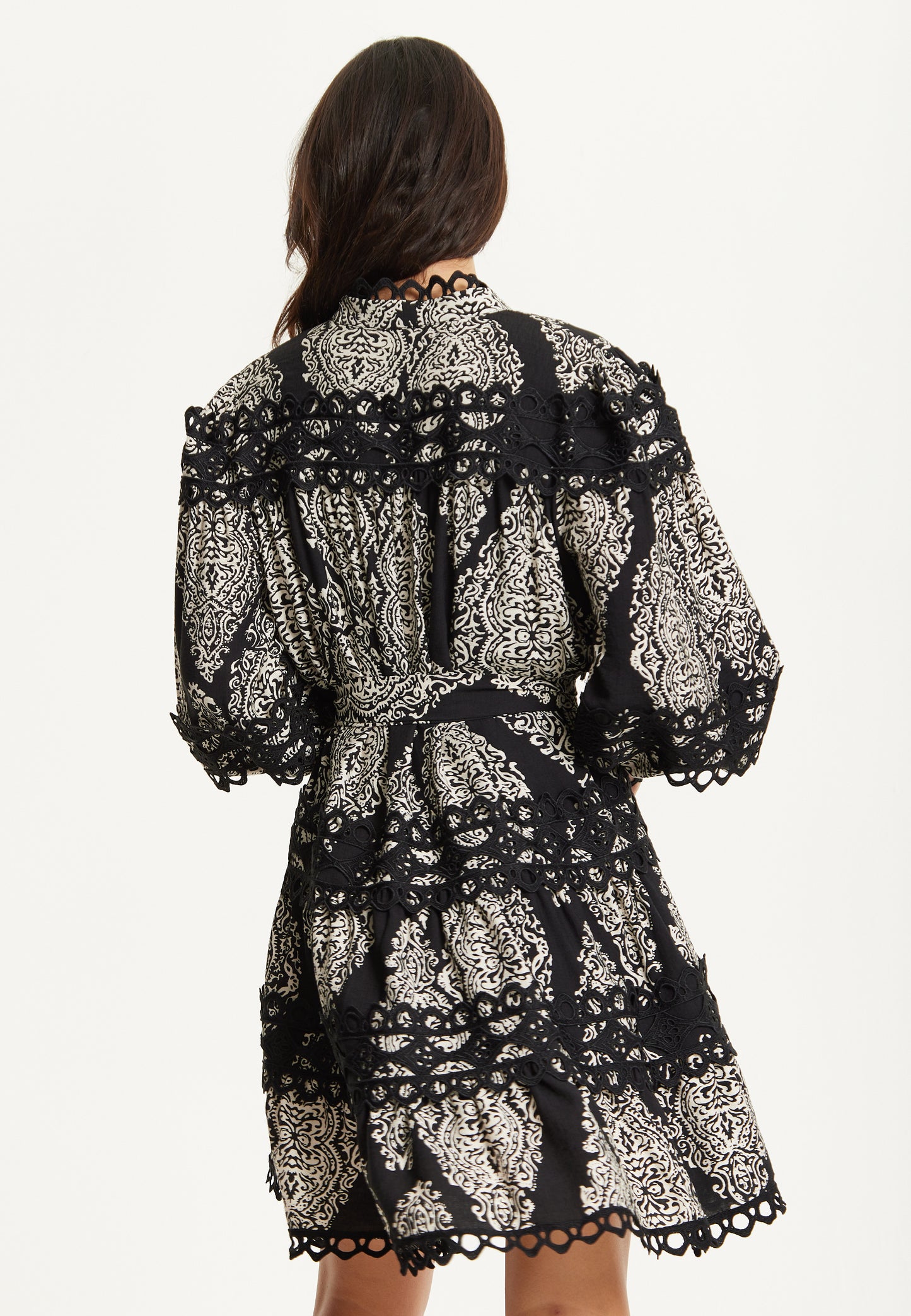 
                  
                    Black Embroidered Lace Mini Dress
                  
                