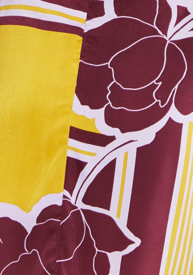 
                  
                    Women's Mini Dress with Long Balloon Sleeves in Yellow and Burgundy Geometric Floral Print - Liquorish
                  
                