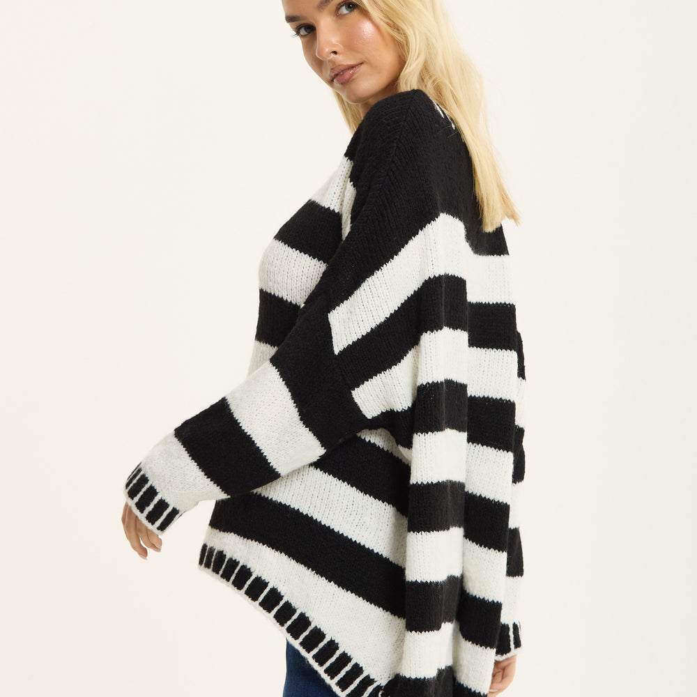 
                  
                    Black White Stripe Wool Blend Jumper
                  
                