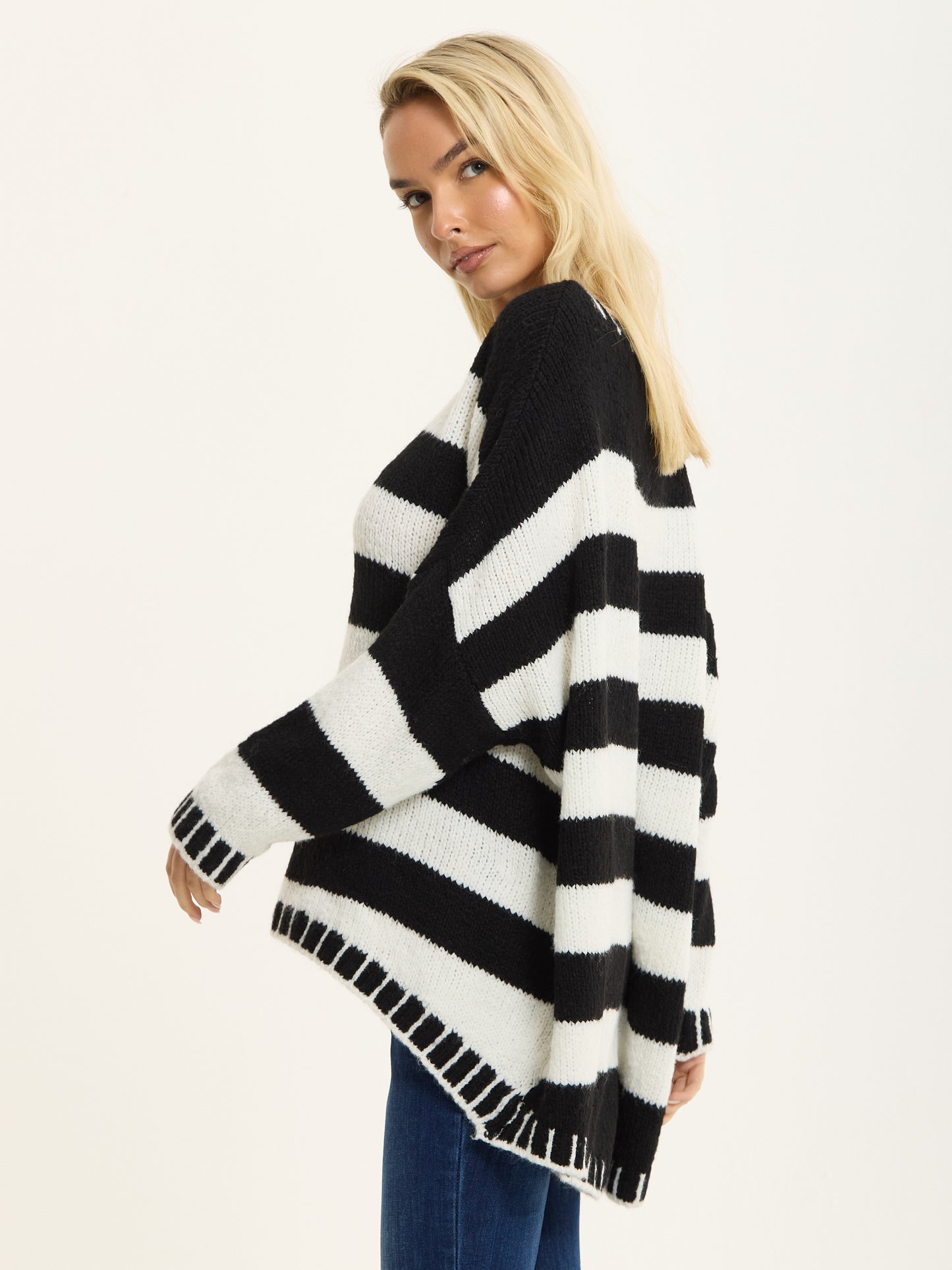 
                  
                    Black White Stripe Wool Blend Jumper
                  
                
